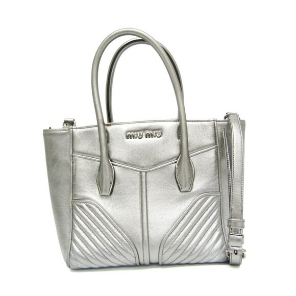 MIU MIU Silver Leather Shoulder Bag - Picture 1 of 16